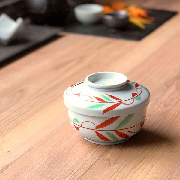 赤絵ツタ花平むし碗 和食器 むし碗 業務用 約350cc 和食 和風