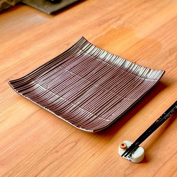 スダレ鉄砂正角皿 大 和食器 角皿(中) 業務用 約23.3cm 和食 スダレ鉄砂正角皿 大 和食器 角皿(中) 業務用 約23.3cm 和食