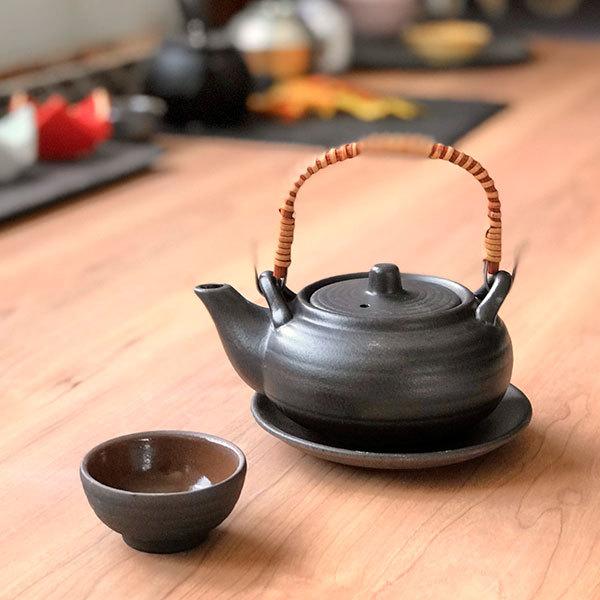 黒釉丸形土瓶むし 和食器 土瓶むし 業務用 和食 和風 松茸料理 銀杏