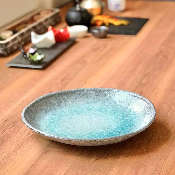青釉10号丸皿 萬古焼 和食器 丸大皿 業務用 約30cm 和食 和風 ふぐ刺し
