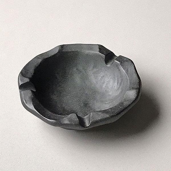 いぶし黒12cm灰皿 和食器 灰皿 業務用 丸 黒系 おしゃれ 卓上 和風