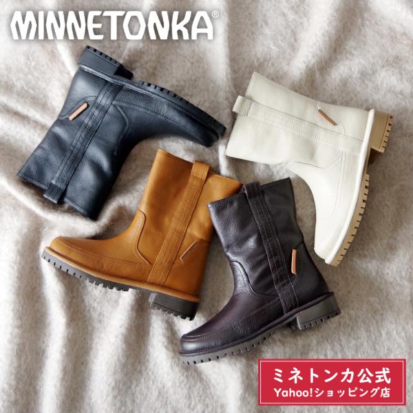 【60％OFF】【SALE】ミネトンカ公式 MINNETONKA カーフレングスブーツ【23M13】ステッチダウンハーフブーツ ミドルブーツ タンクソール 厚底
