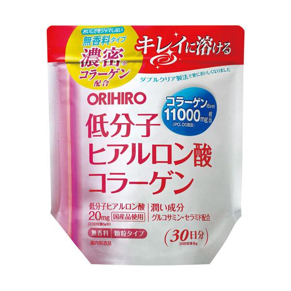 コラーゲンペプチド 5500mg（1日目安量6g中）配合低分子化されたコラーゲンペプチドを1日目安量中に5500mg配合しています。濃密コラーゲンを使用しているため、11000mg相当 （PO ・OG換算）としっかり補給できる製品です。