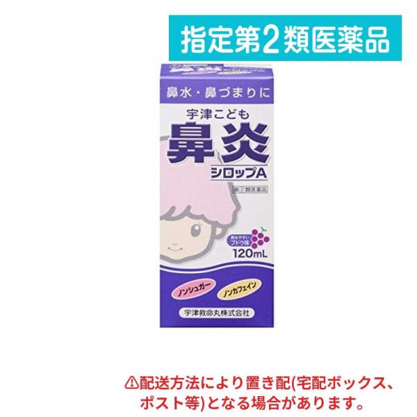 指定第２類医薬品 宇津こども鼻炎シロップA 120mL 鼻炎薬 子供 鼻水 鼻づまり アレルギー性鼻炎 花粉 市販 宇津救命丸 (1個)