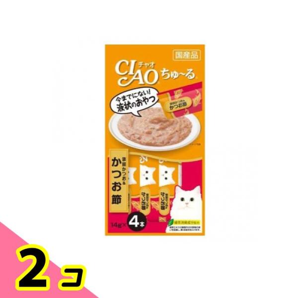 いなば 猫用おやつ CIAOちゅ〜る(チャオちゅーる) 宗田かつお&amp;かつお節 14g (×4本) 2個セット