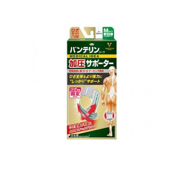 他サイト： バンテリンコーワ加圧サポーター ひざ専用 ふつうMサイズ 1個入 (ホワイト) (1個)の商品画像