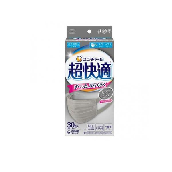 他サイト： 超快適マスク プリーツタイプ ふつうサイズ 30枚入 (ライトグレー) (1個)の商品画像