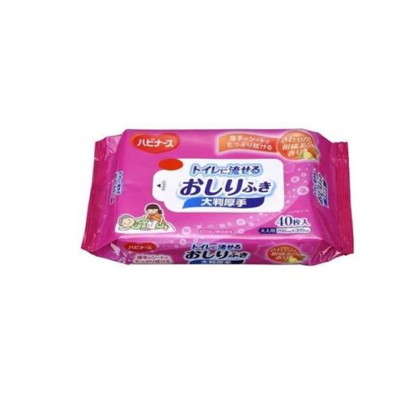 他サイト： 2980円以上で注文可能  ハビナース トイレに流せる おしりふき大判厚手 40枚 (1個)の商品画像