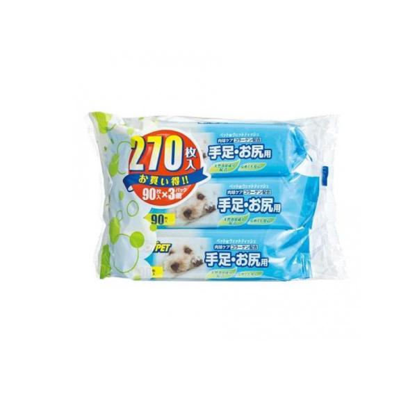 他サイト： 2980円以上で注文可能  JOYPET(ジョイペット) ウエットティッシュ 手足・お尻用 90枚入 (×3個パック) (1個)の商品画像