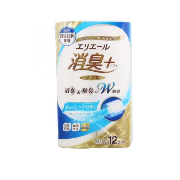 他サイト： 2980円以上で注文可能  エリエール 消臭+ トイレットティシュー しっかり香るフレッシュクリアの香り ダブル 12R ダブル 1個 (1個)の商品画像