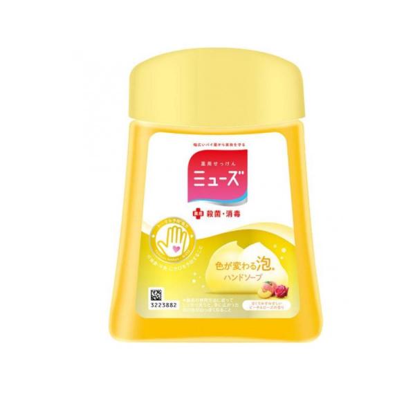 ミューズノータッチ本体につけかえてお使いいただく泡タイプのハンドソープ。本体にセットしてノズルの下に手をかざすと、手洗い約１回分（約１ｍｌ）が出てきます。殺菌成分配合。黄色の泡。しっかり洗っているうちに泡が白っぽくなり、手の隅々まで泡を広げ...