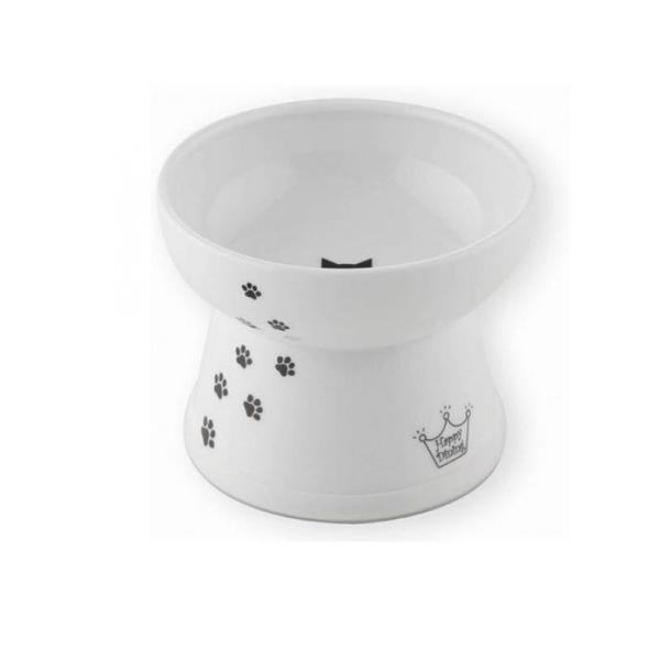 他サイト： 2980円以上で注文可能  猫壱 猫用食器 ハッピーダイニング 脚付フードボウルL シリコン付き 猫柄 1組入 (1個)の商品画像