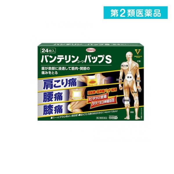 他サイト： 第２類医薬品 バンテリンコーワ パップS 24枚 冷湿布薬 貼り薬 痛み止め薬 腰痛 肩こり 膝 関節痛 市販 (1個)の商品画像