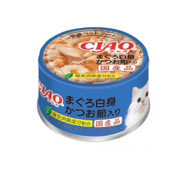 いなば CIAO(チャオ) ホワイティ 猫缶 まぐろ白身 かつお節入り 85g (1