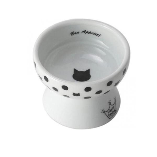 他サイト： 猫壱 猫用食器 ハッピーダイニング 脚付フードボウルプチ(旧おやつ皿) 水玉 1個入 (1個)の商品画像