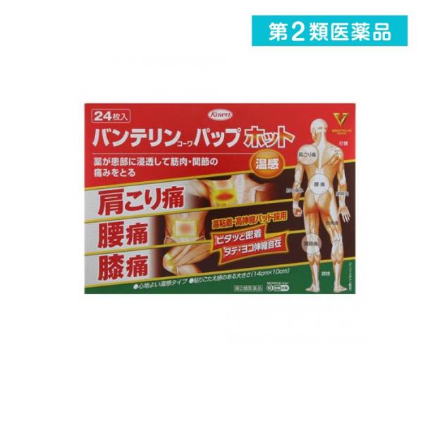 他サイト： 第２類医薬品 バンテリンコーワ パップホット 24枚 温感 肩 コリ 痛み 腰痛 膝痛 (1個)の商品画像