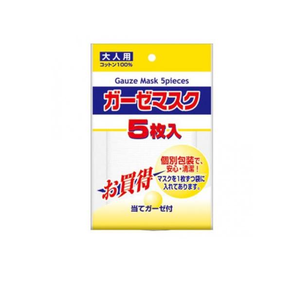他サイト： コーワ ガーゼマスク 5枚 (大人用) (1個)の商品画像