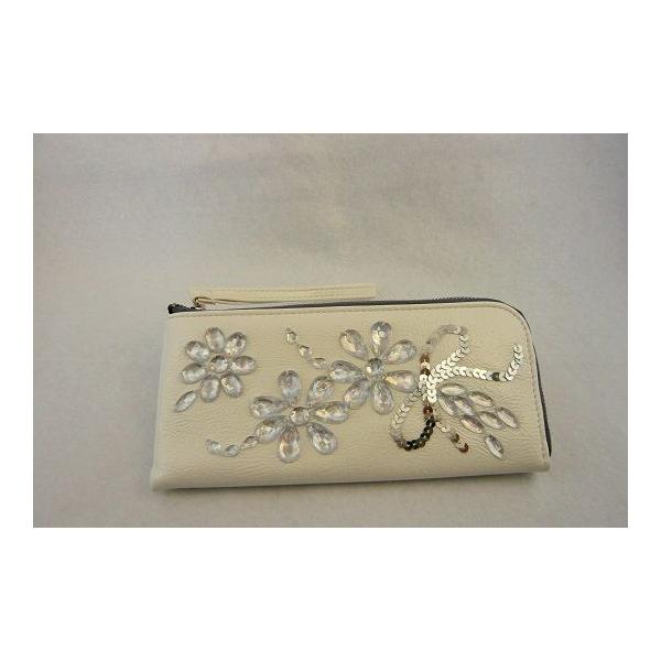 花柄ビジュー財布 ホワイト長財布 レディース デコレーション L字型ファスナ 白 プチギフト 母の日 送料全国一律0円 Buyee Servicio De Proxy Japones Buyee Compra En Japon