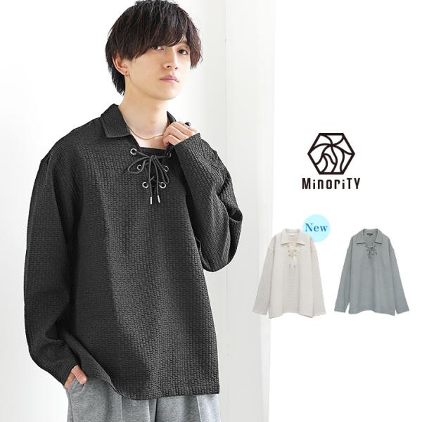 MinoriTY（マイノリティ） ポロシャツ メンズ 長袖 スキッパー ビッグ