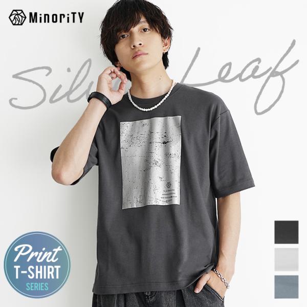 tシャツ メンズ 半袖 半袖tシャツ プリントtシャツ 箔プリント オーバーサイズ カジュアル オーバーサイズ マイノリティ minority