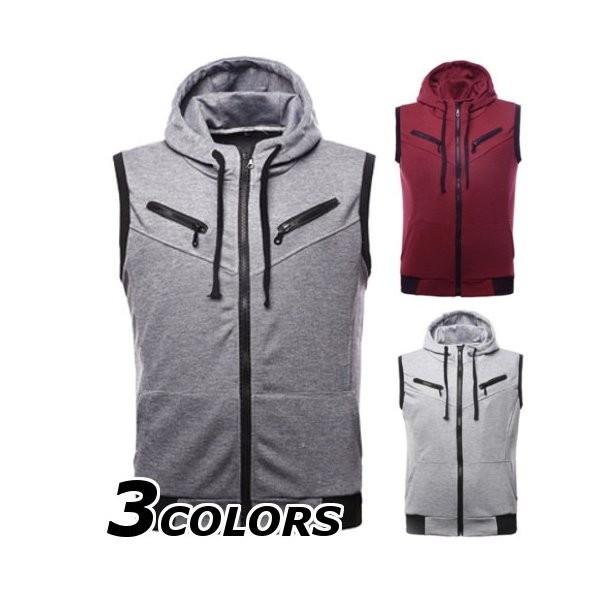 パーカーベストメンズおしゃれブランド無地柄黒ジップアップ袖なしフードジレベストパーカーベスト大きいサイズ40代50代 Xkunany Pminy506 Minto 通販 Yahoo ショッピング