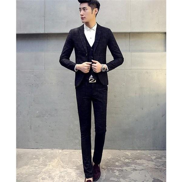 メンズビジネススーツアウターメンズファッション細身お兄系v系ホスト結婚式2次会きれいめ三点セット上着パンツベスト Xkundust Dxazm670 Minto 通販 Yahoo ショッピング