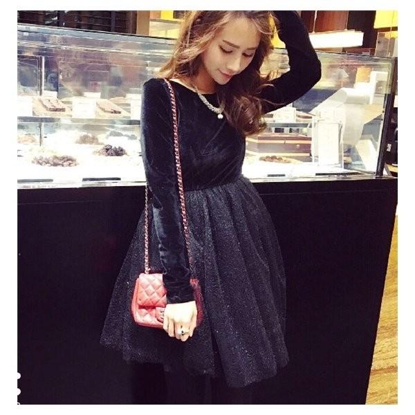 ワンピース春夏通勤オフィスワンピースチュールドッキングフレアセレブ風着痩せ無地タックロングひざ丈ワンピカジュア Www Supersport Tn