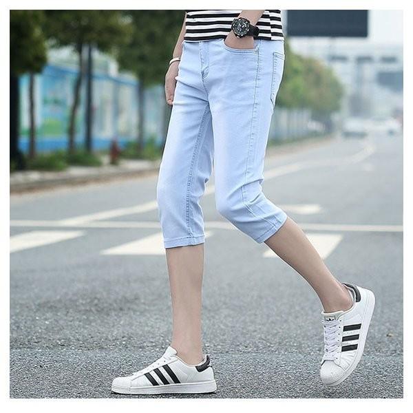 デニムパンツメンズ7分丈パンツひざ下丈裾折り返しクロップドパンツカプリパンツメール便新作 Xkunejej Melkg723 Minto 通販 Yahoo ショッピング