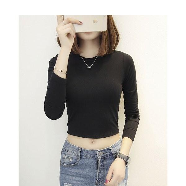 Tシャツ長袖レディス服女性トップスプルオーバー長袖tシャツ大きいサイズ綿秋服カジュアルカラフルータイト肌着短い丈ロック Xkunejej Xoarf867 Minto 通販 Yahoo ショッピング