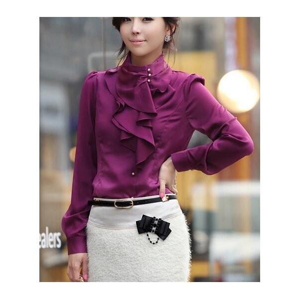 レディース春秋ビジネスオフィスyシャツワイシャツ長袖フォーマル優雅スーツシャツサテンブラウス仕事キャリア通勤フリルシャツ Xkungel Qlrog253 Minto 通販 Yahoo ショッピング