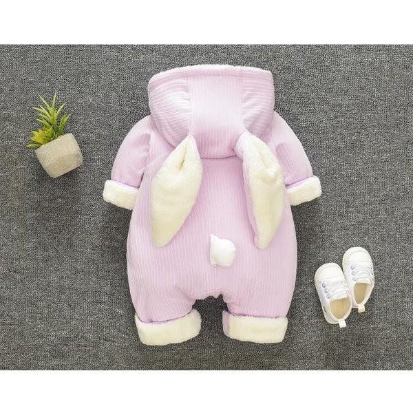 冬裏起毛厚手ベビー外出服中綿ジャケットカバーオール無地キッズオーバーオー3色兎耳付きロンパース外出服可愛い赤ちゃん秋冬長袖子供服卸売り販売 Feriteinvisibili It