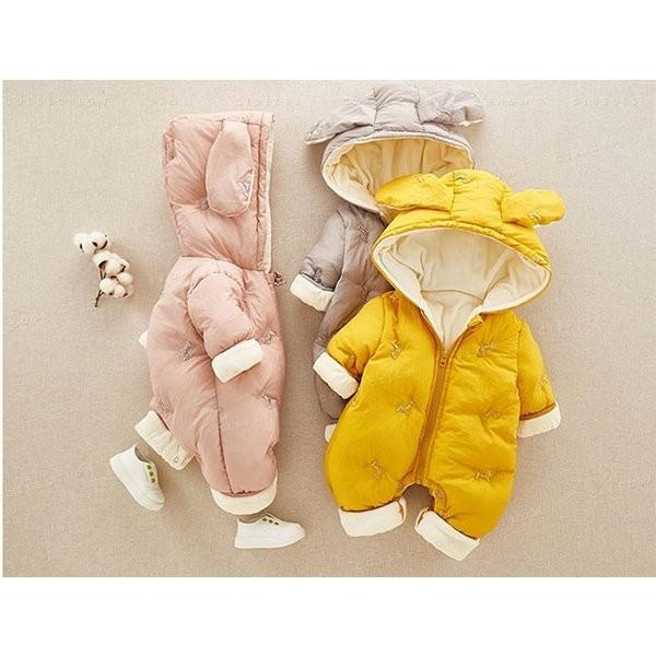 ベビー服ロンパースカバーオール新生児赤ちゃんあったか厚手もこもこ冬服防寒帽子付きお出かけ出産祝い誕生日ギフト Sagaretxe Net