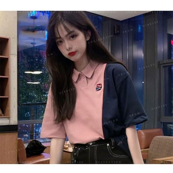 ポロシャツtシャツレディーストップス韓国ファッションゆったりカジュアル半袖可愛いポロシャツ夏おしゃれ Xkunsel Ljukf541 Minto 通販 Yahoo ショッピング