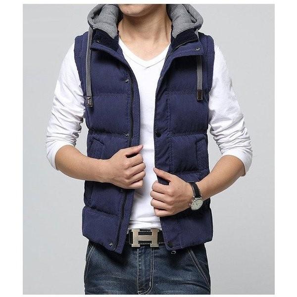 ダウンベスト男性トップス冬ダウンベスト袖なしオレンジブルーベージュ帽子お洒落な冬スタイルアウトドア Xkunsel Ucmgf218 Minto 通販 Yahoo ショッピング