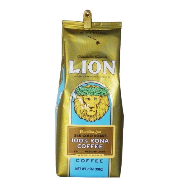 ２４ＫゴールドローストＷＢ（挽いていない豆）　ライオン１００％コナコーヒー　７ｏｚ（１９８ｇ）　ハワイコナコーヒー