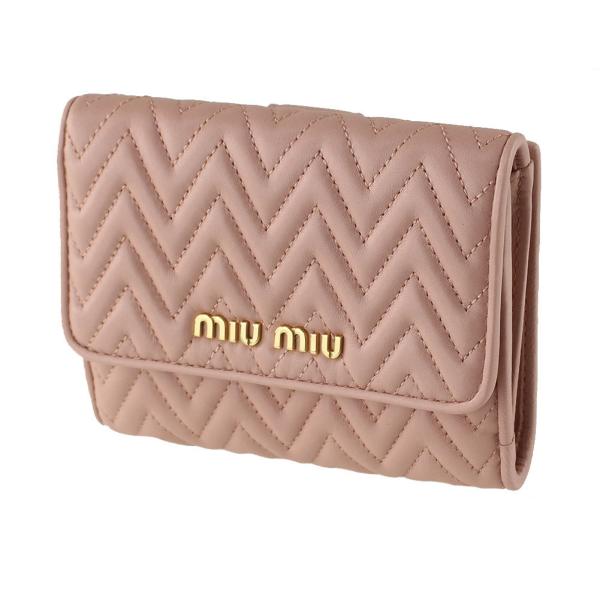 ミュウミュウ 財布 二つ折り MIU MIU 5MH523 2CAL F0615 ピンクベージュ系 財布・小物 レディース