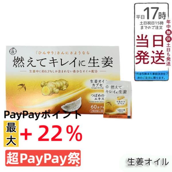 伊段 燃えてキレイに生姜オイル 60カプセル 温活 （405mg×60カプセル
