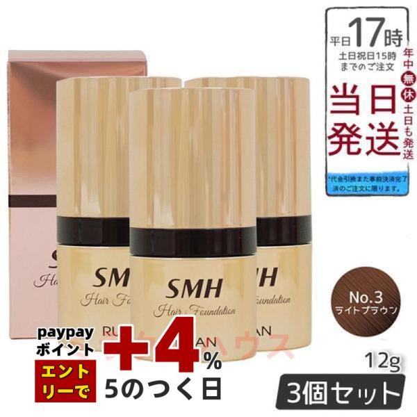 ルアン SMH ヘアファンデーション 12g No.3 ライトブラウン 3個セット 髪 頭 薄毛隠し薄毛 分け目 つむじ ふりかけ かくし
