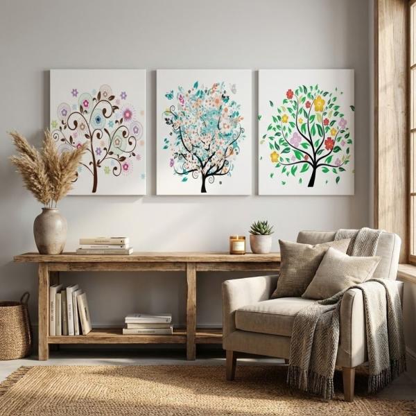 絵画 アートパネル 3枚セット 北欧 おしゃれ 壁掛け 花 植物 モダン