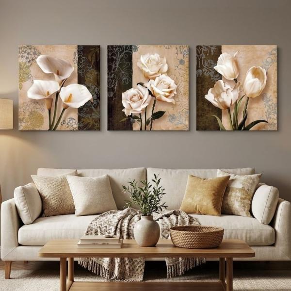 絵画 アートパネル 3枚セット 北欧 おしゃれ 壁掛け 花 植物 モダン