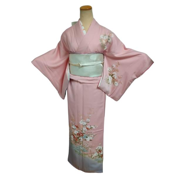 正絹 訪問着 付下げ 中古 着物 セット 美品 袋帯 帯揚げ 帯締め 安い 