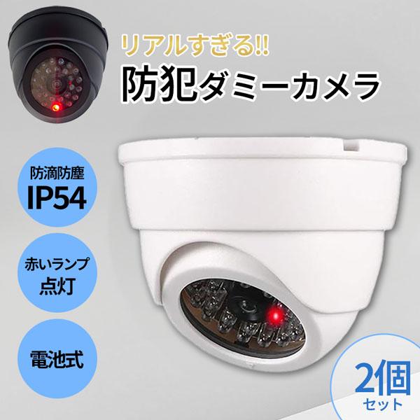 ダミーカメラ ドーム型 2個セット 防犯 防犯グッズ 屋内 屋外 監視
