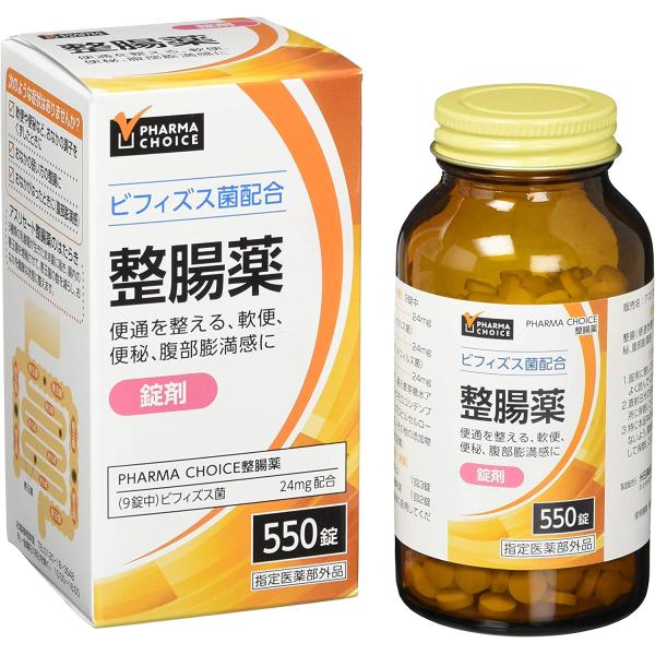 PHARMA CHOICE 整腸薬 550錠 ★ビオフェルミンより有効成分が多くおすすめです★内容量:550錠成分:9錠中ビフィズス菌・・・・・・・・・・24mgラクトミン(フェカリス菌)・・・・・・・・・・24mgラクトミン(アシドフィル...
