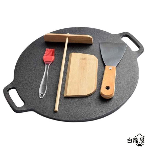 クレープパン 26cm クレープ トンボ付き IH対応 クレープメーカー クレープ焼き器 フライパン 味付け済みの鋳鉄フライパン