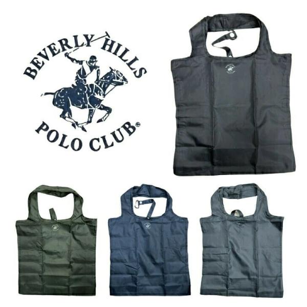 エコバッグ ビバリーヒルズポロ エコバック 同色2個セット 買い物袋 折り畳み コンパクト カラビナ付き シンプル ブラック ネイビー グレー モスグリーン