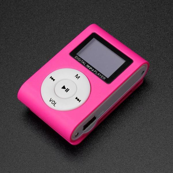 コンパクト MP3プレイヤー 【ピンク】 液晶画面付きSDカード式
