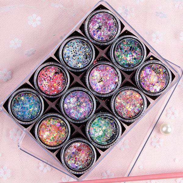 ボディジュエリーグリッター 62色 ホログラム11色ラインストーン ラメ