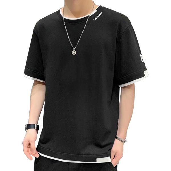 Tシャツ メンズ 夏物 半袖 五分袖 フェイク レイヤード 重ね着 ロゴ おしゃれ プルオーバー オーバーサイズ カジュアル 代 30代 M 03 Mirise Mirai 通販 Yahoo ショッピング