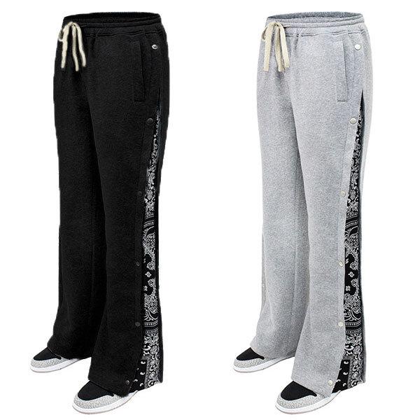即納 切り替え スウェットパンツ ペイズリー柄 メンズ ワイドパンツ