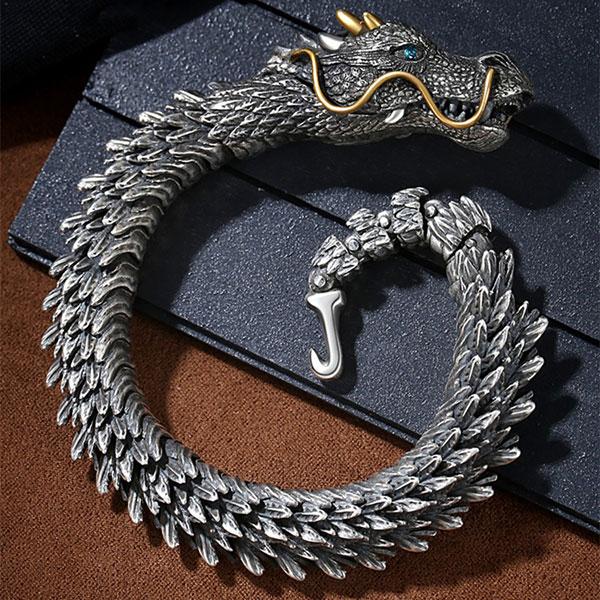 ドラゴン 龍 頭 牙 メンズ バングル ブレスレット チェーン ドラゴン 龍 頭 牙 メンズ バングル ブレスレット チェーン